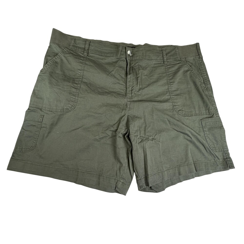 Lee Cargo Shorts Womens 26 Green Relaxed Fit Elastic Waist 8 In Inseam Summer